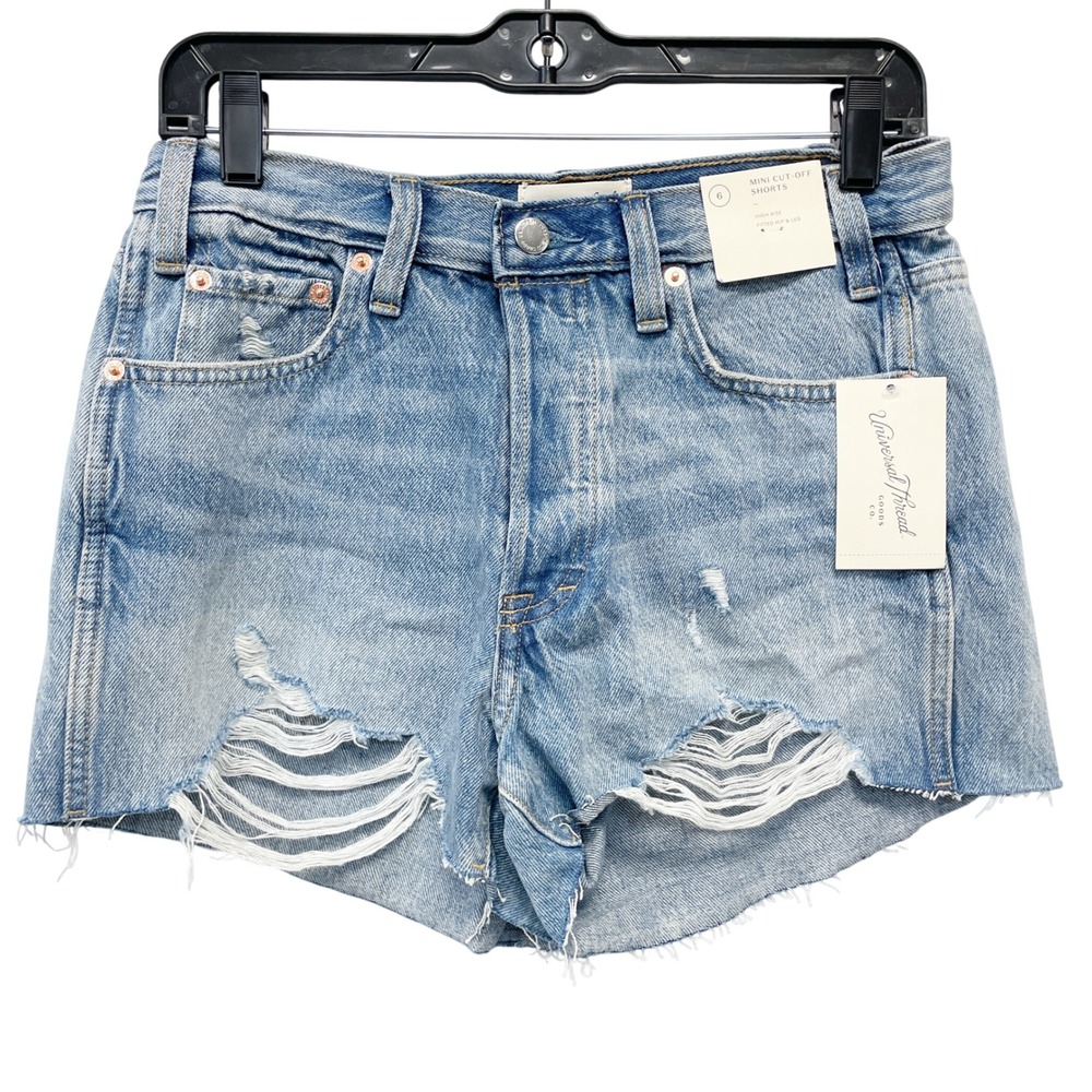 Universal Thread Women's Light Wash Distressed Mini Cut Off Shorts Size 6
